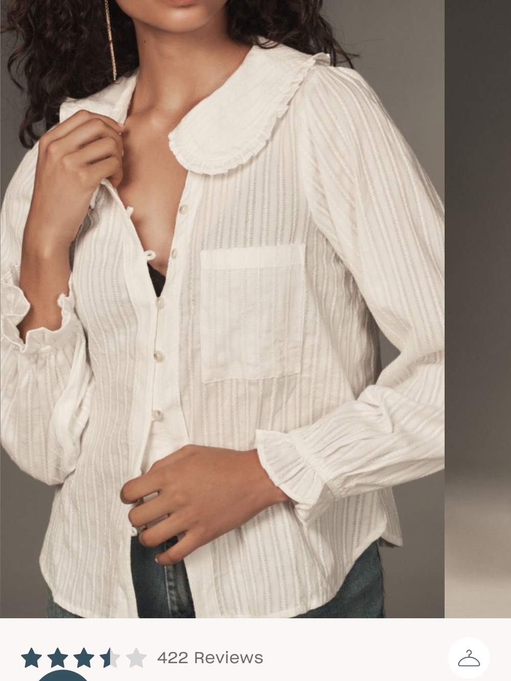Anthropologie’s Keira Collared Button Front Blouse With Peter Pan Collar